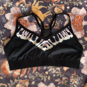 PINK Victoria's Secret Black and Pink Sports Bra with Racerback
